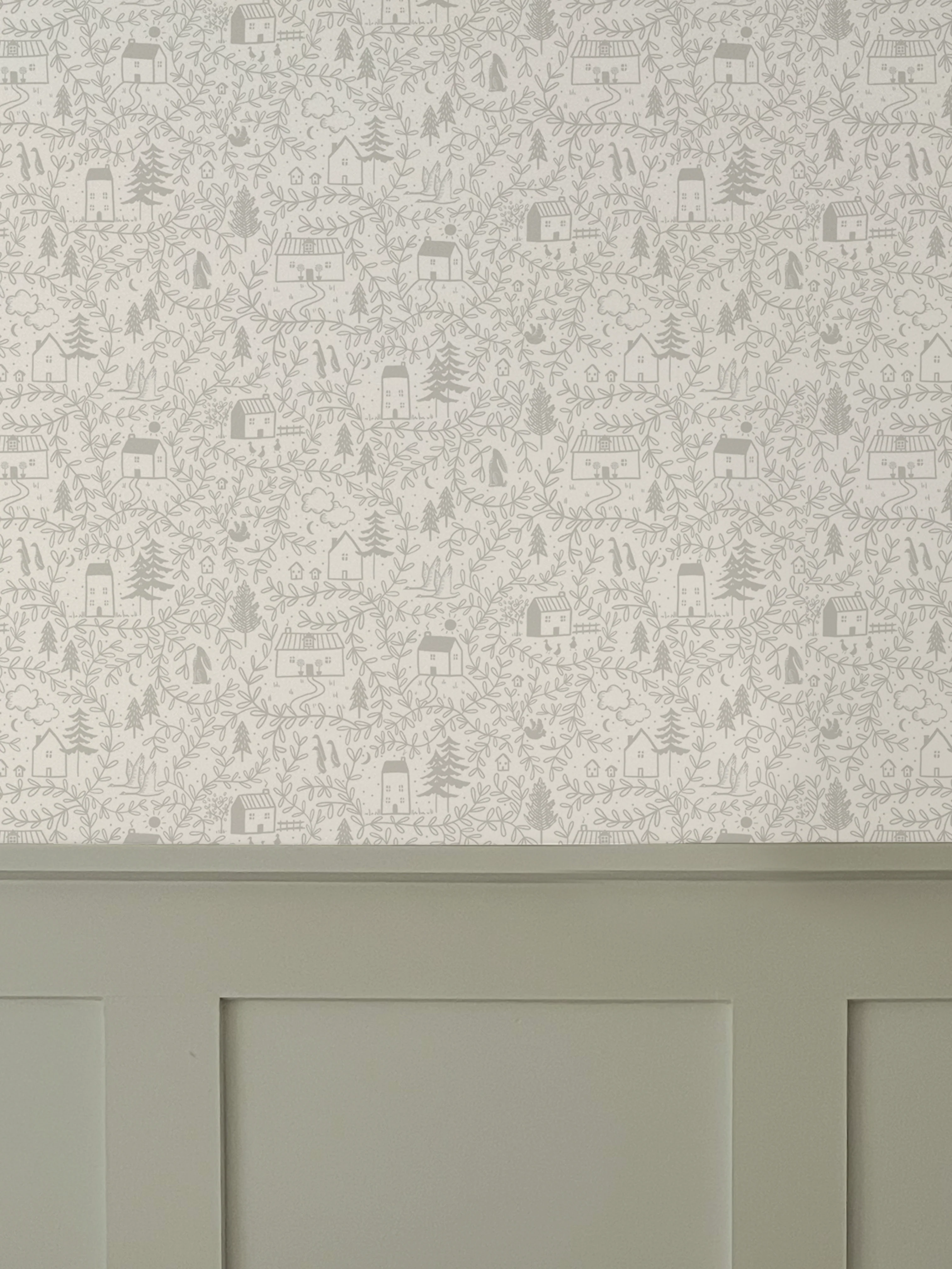 Cottages in the Woods Luxury Wallpaper for Kids ~ Pebble - Image 5